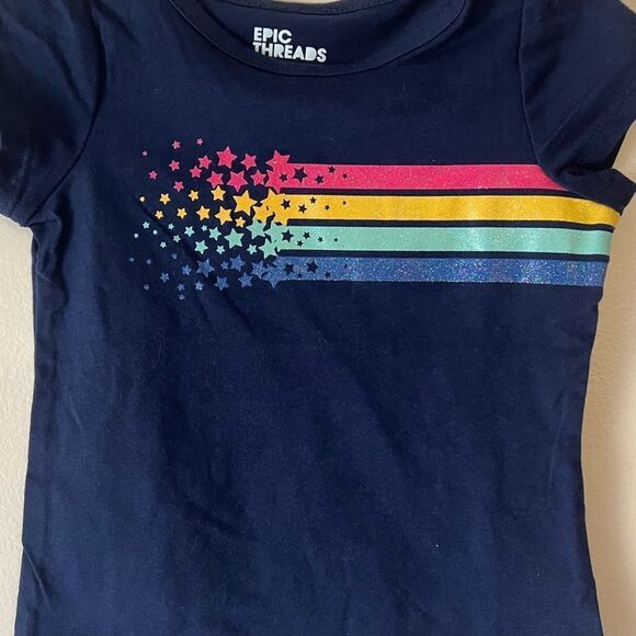 Epic Threads Navy Blue Rainbow Short Sleeve Top Sz 2T - Picture 2 of 4